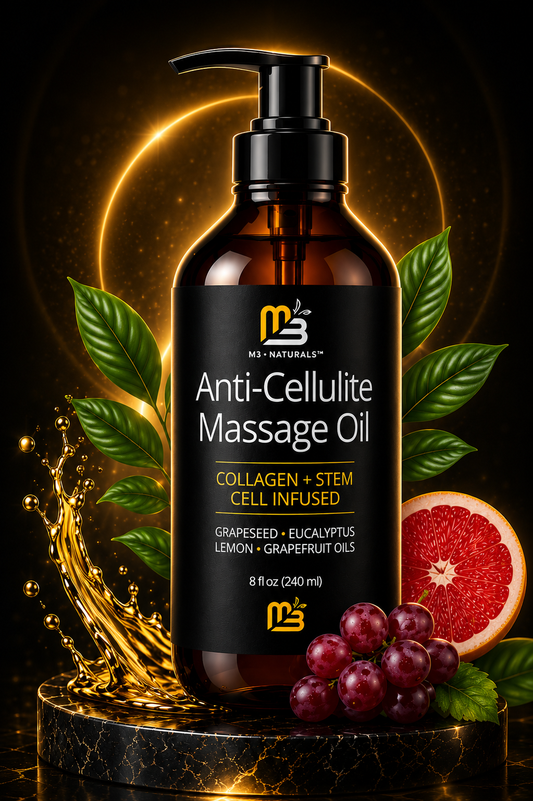M3 Naturals Aceite Anticelulitis, Hidratante, Tonifica y Mejora la textura de la piel